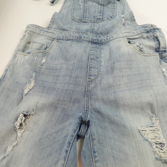 Basic House TBH Overall Womens Small Blue Denim Light Wash Crop Distressed Korea - Picture 15 of 16